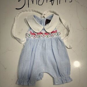 Blue and White Striped Kids Bodysuit